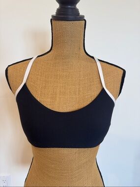 Athleta Black Bikini Top with White Straps - Women Swim